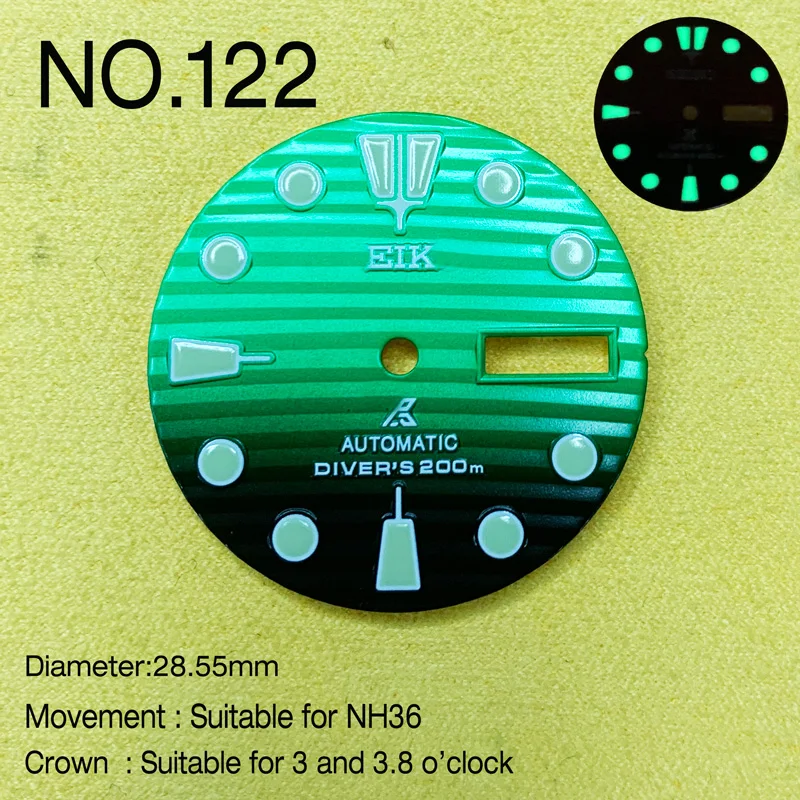 

NH36 Dial New Modified C3 Luminous Dial Watch Dial SKX007 Small Millimeter 28.5mm Abalone NH35 Dial Universal NO.122 seik