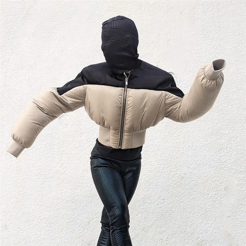 Autumn Winter New Women's Fashion Stand-up Collar Stitching Thickened Short Warm Cotton Jacket