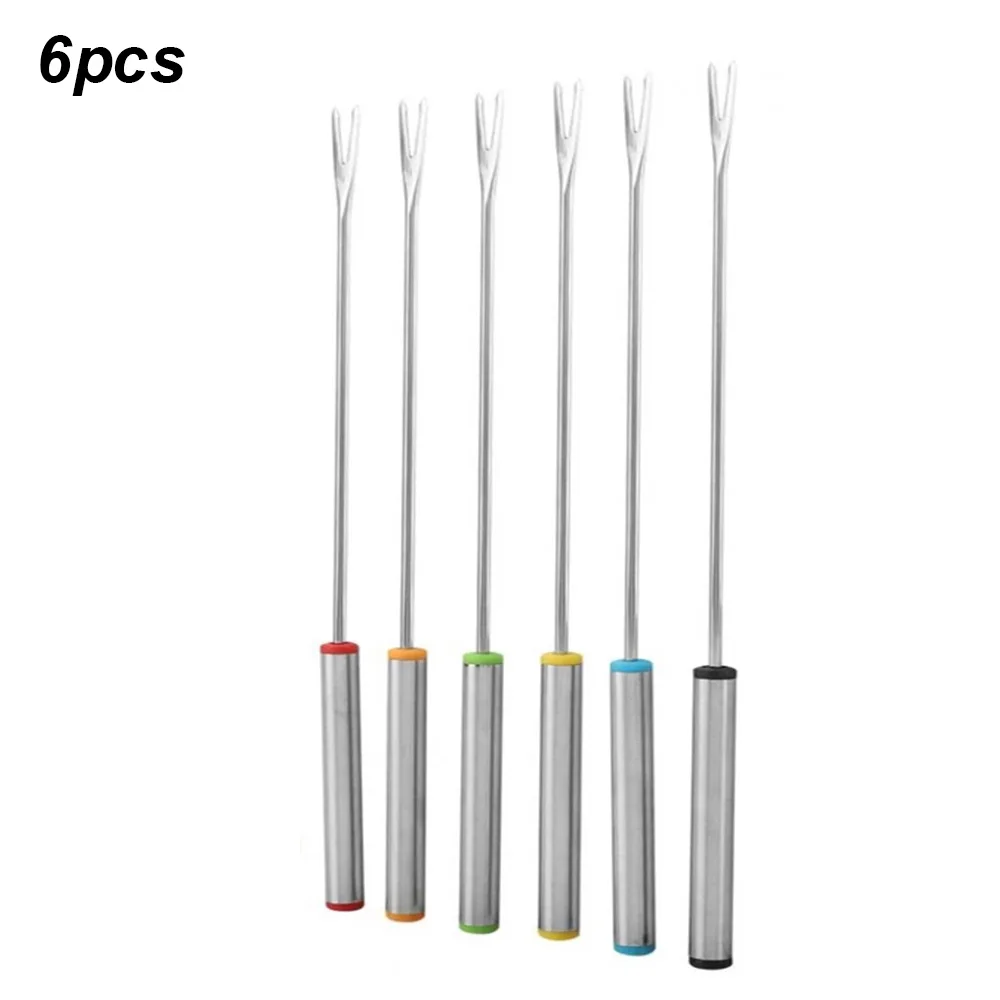 

6pcs Dessert Forks Stainless Steel Dessert Forks Mini Salad Fruit Tasting Forks for BBQ Kitchen Cooking Food