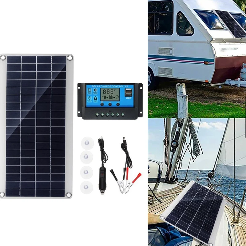 

10W Flexible Solar Panel Solar Cells For Car RV Boat Home Roof Van Camping Solar Battery, Solar Controller Module
