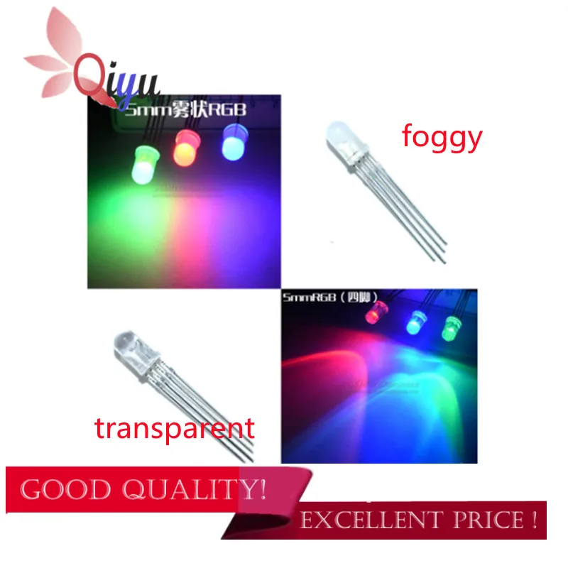

1000pcs 5mm full color RGB red, green and blue F5 fog-like common yin/yang four-legged LED lamp beads light-emitting diodes