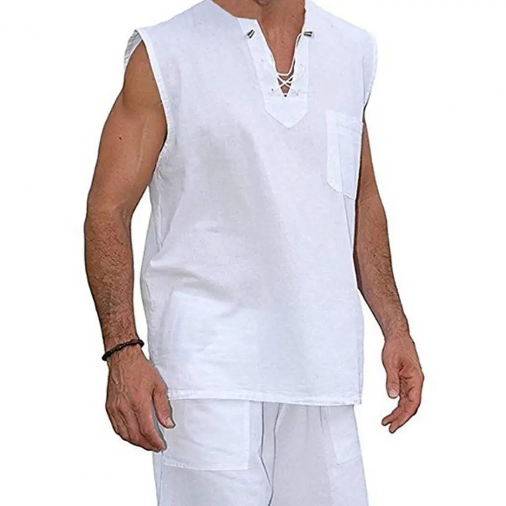 

Рубашка мужская с V-образным вырезом, модная однотонная безрукавка, свободная майка, повседневный однотонный спортивный пуловер, весна-лето...