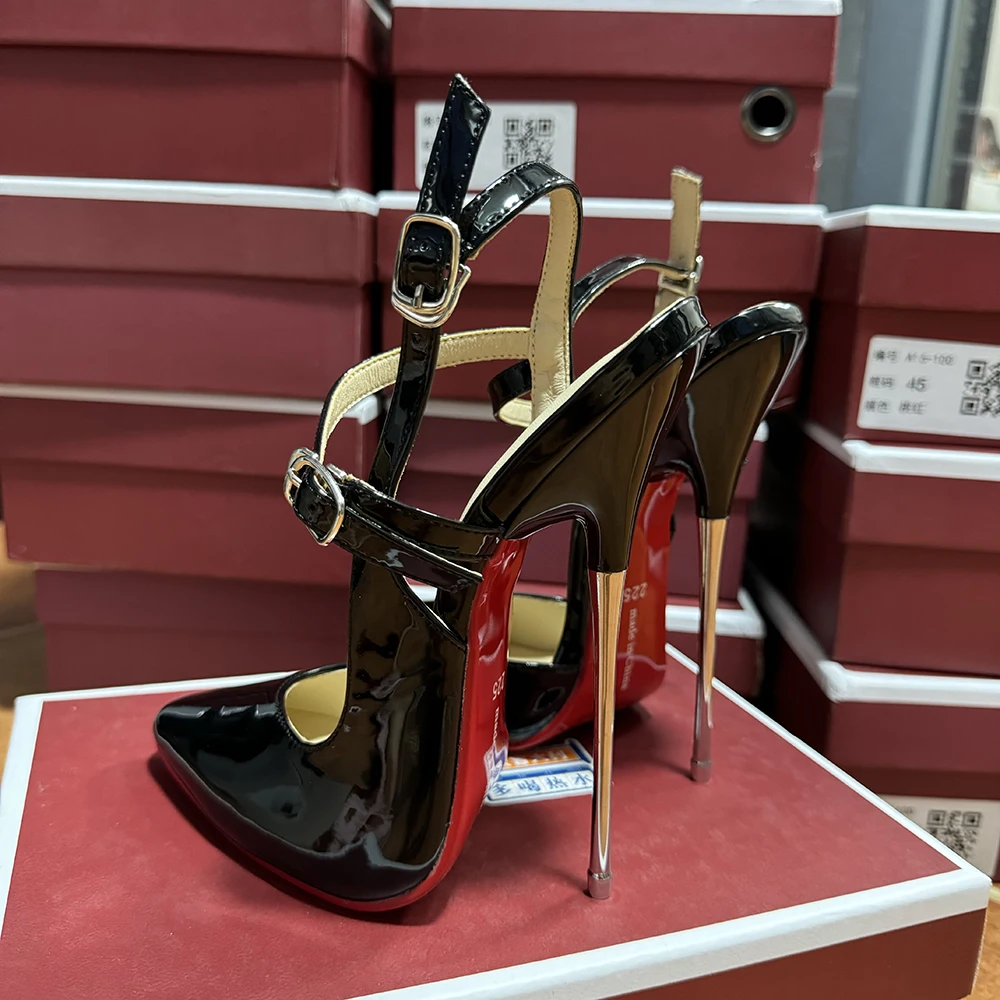 Сексуальные женские однотонные черные туфли-лодочки на высоком каблуке 16 см