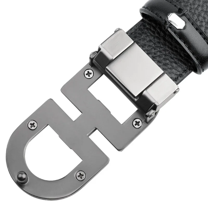 Ремень мужской из воловьей кожи Модный благородный пояс с черной текстурой