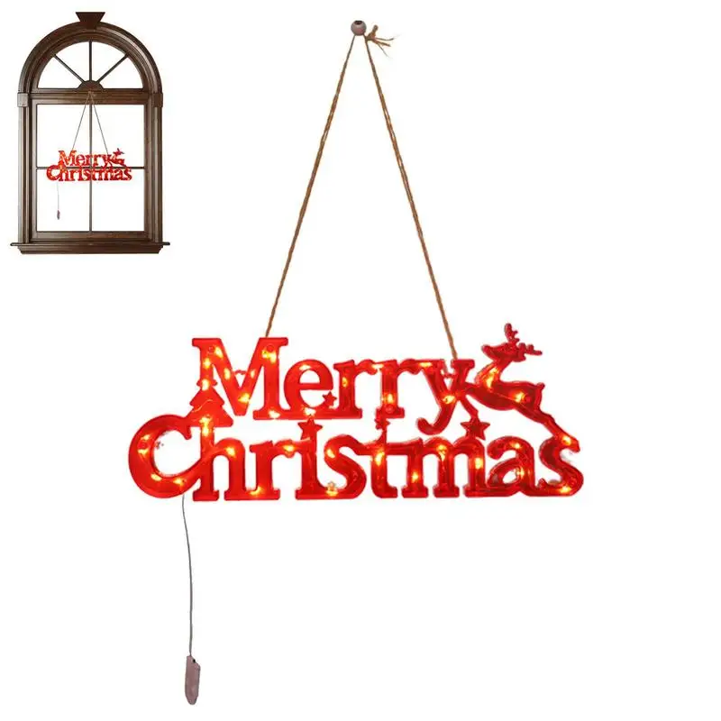 

Рождественская подсветка с надписью "Merry Christmas", уличный венок, двор, украшения для рождественской елки, подвесное украшение, освещенное укра...