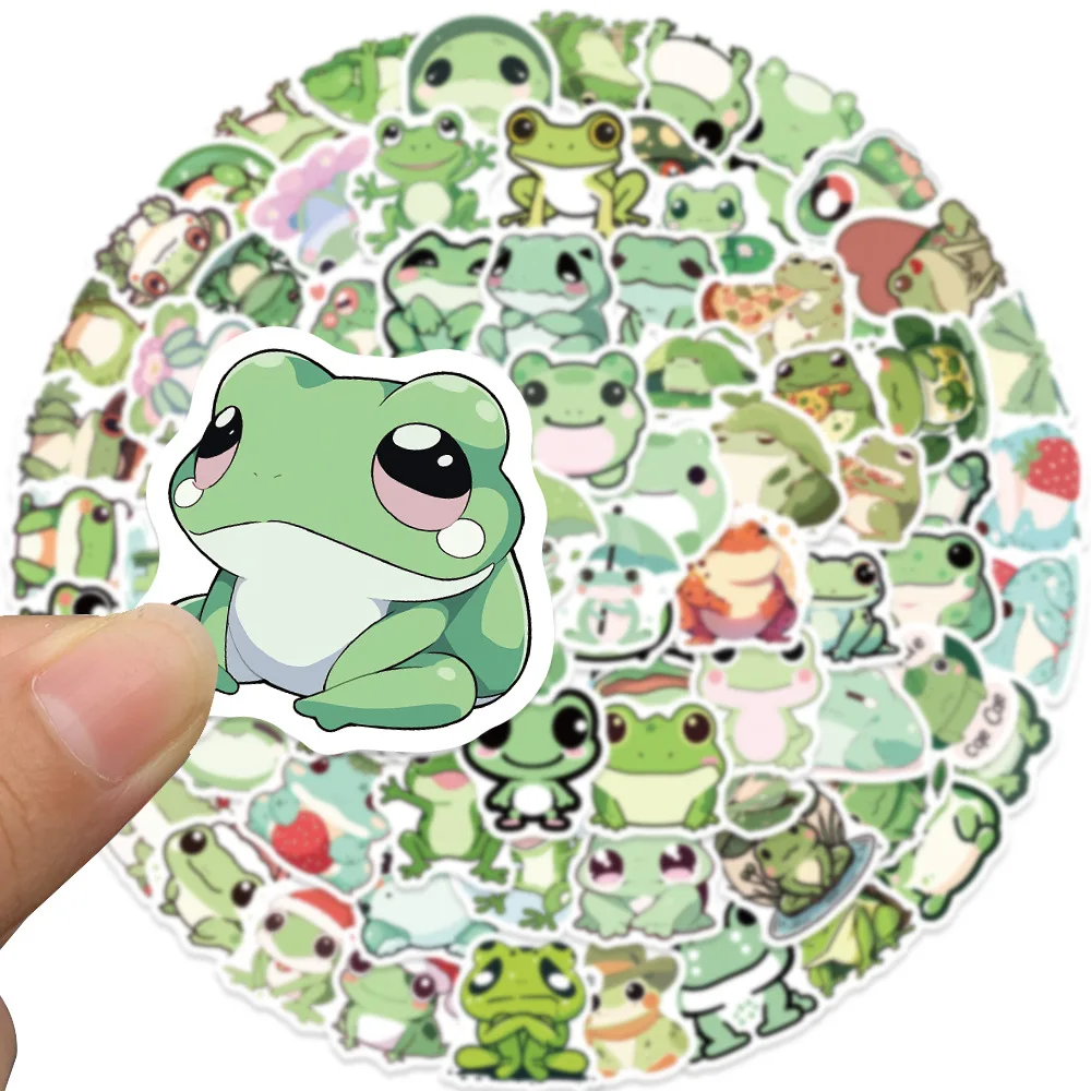 

50/100pcs Cartoon Cute Little Frog PVC Sticker Aesthetic Stationery School Supplies DIY Decoration Korean Scrapbooking for Kids