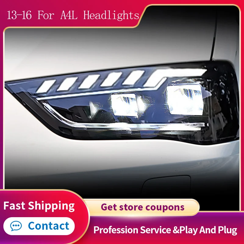 

Head Lamp for Audi A4 LED Headlight 2013-2016 Headlights A4L S4 DRL Turn Signal High Beam Angel Eye Projector Lens