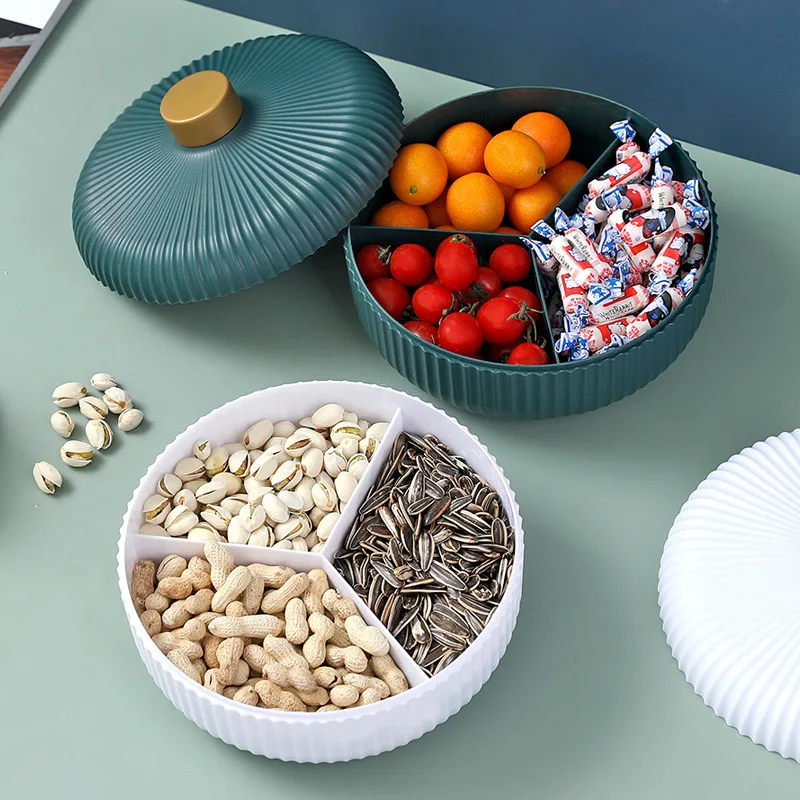 

New Light Luxury Fruit Plate Home Living Room Coffee Table Simple Candy Box Snack Box with Lid Dry Fruit Plate Storage Box