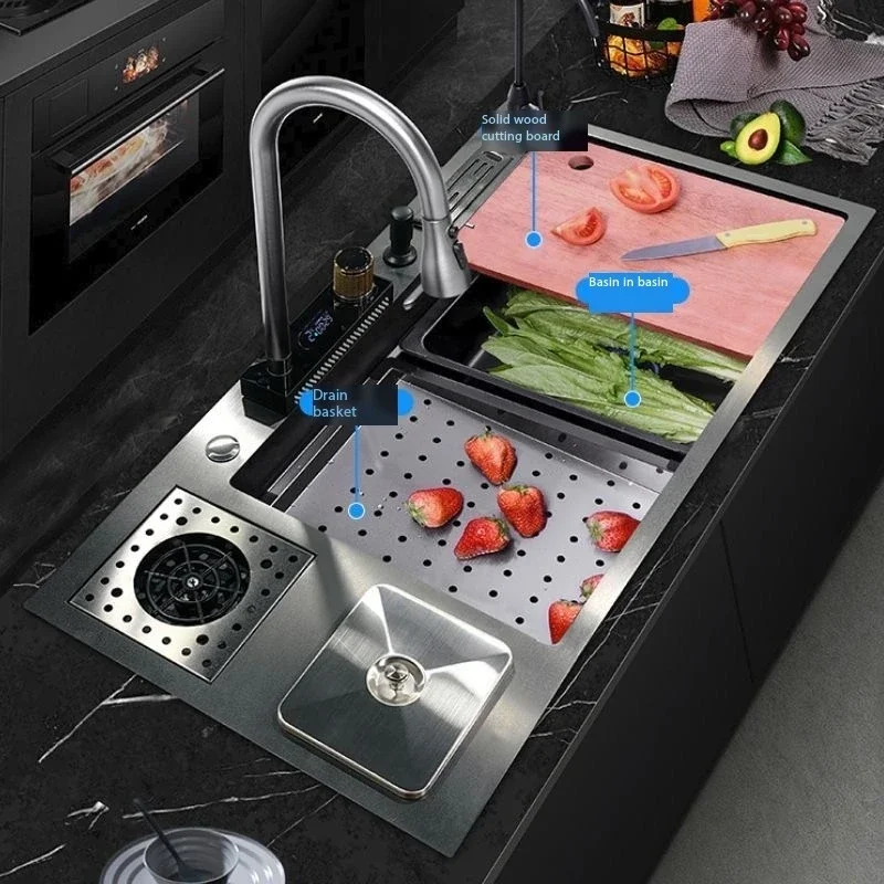 Сотовый мусорный бак Cocina водопад кухонная раковина технология большой цифровой