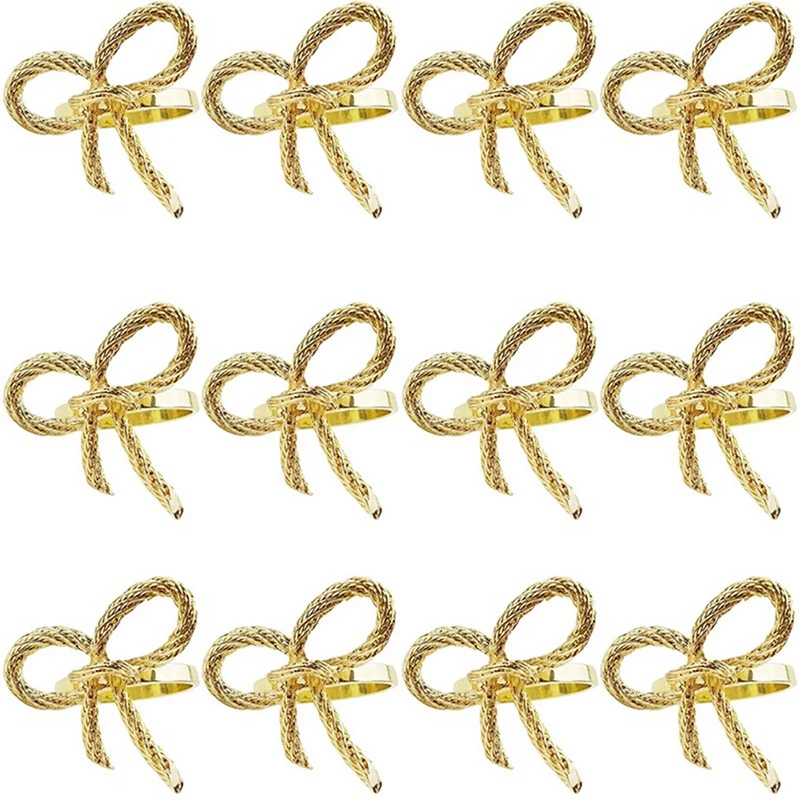 

New 48 Pcs Simple Golden Napkin Ring Butterfly Bow Tie Napkin Buckle Hotel Restaurant Mouth Cloth Ring Metal Napkin Ring