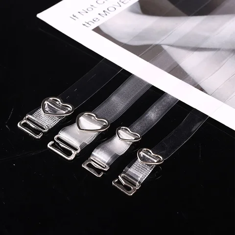 1 Pair Women Transparent Bra Strap Silicone Bra Accessories Shoulder Strap Adjustable Transparent Hook Invisible Strap Non-slip