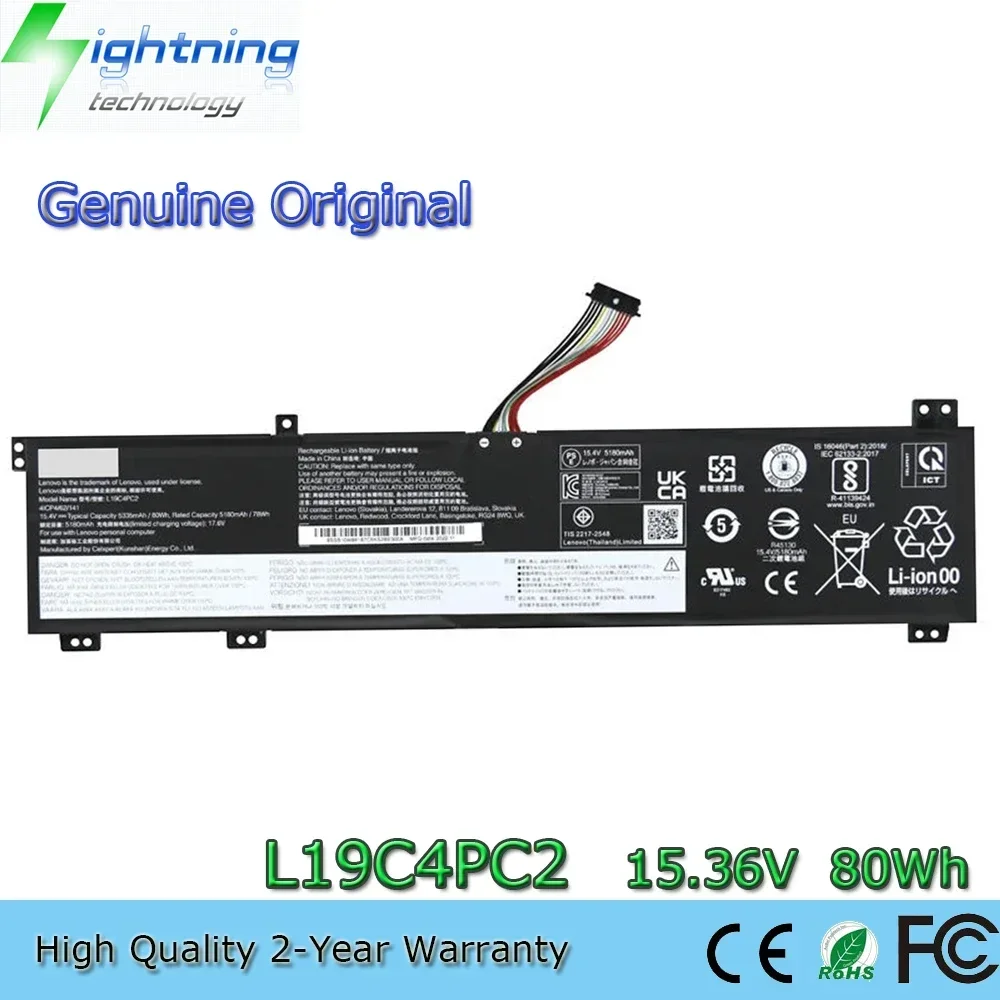 Фото Оригинальный аккумулятор для ноутбука L19C4PC2 15,36 В 80 Втч для Lenovo Legion 5 15ARH05 17ARH05H Legion 7 C7 15IMH05 L19M4PC2 №1