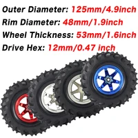 4pcs 125mm wheel tires rim rubber tyre plastic hub for 110 monster truck off road hpi hsp savage xs tm flux lrp