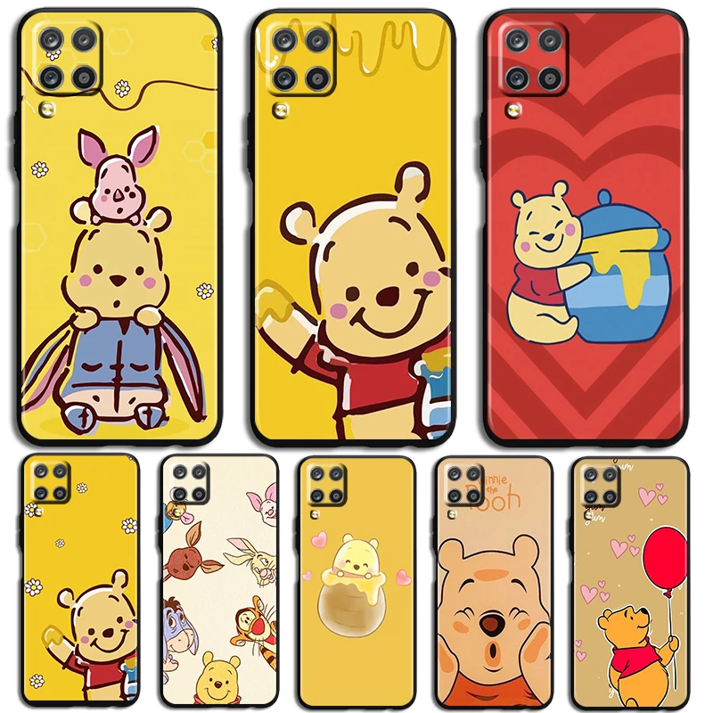 Winnie the Pooh Phone Case For Samsung Galaxy A73 A72 A71 A70 A53 A52 A51 A50 A42 A41 A40 A33 A32 A31 A30 A30S Black luxury Back