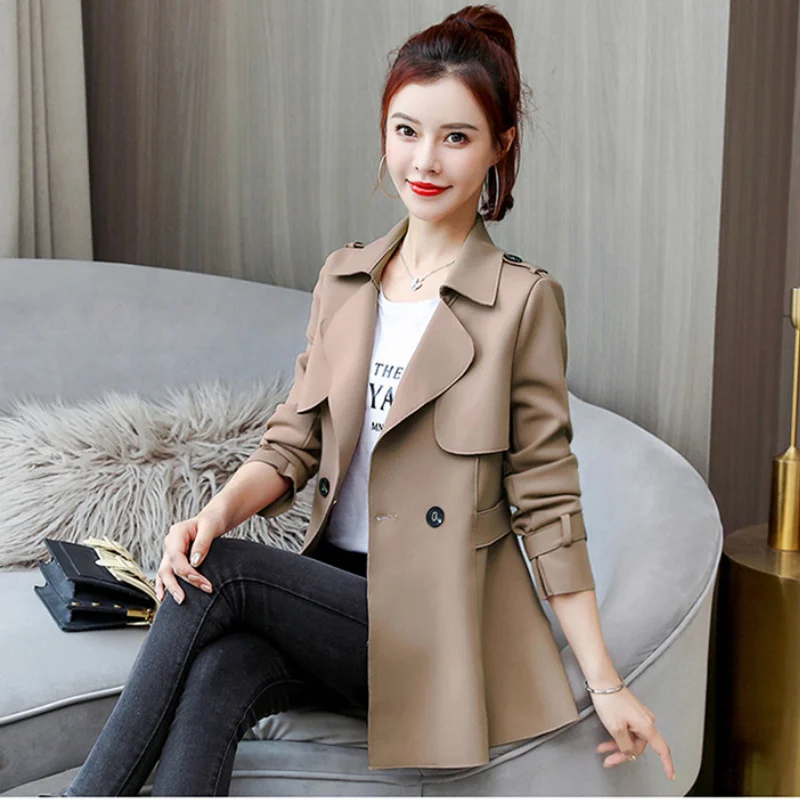 

Women's Small Trench Coat Mid Length Double Breasted 2022 Spring and Autumn Jackets Grace British Style Trench Women's Clothing