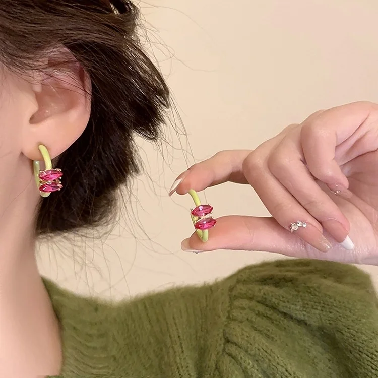 

Vintage Summer Crystal Earrings For Women Beach Jewelry Drop Oil Aesthetic Korean Trends