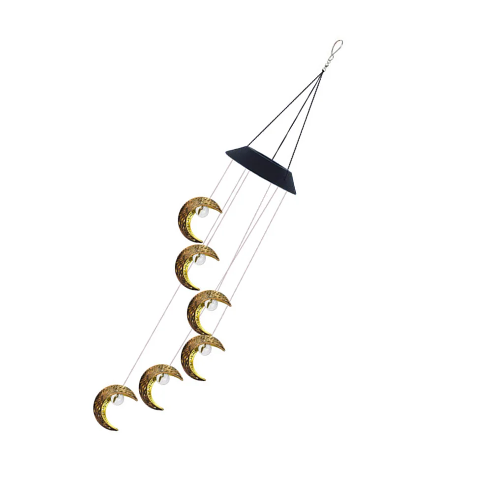 

Solar Powered Wind Chimes Moon Hanging Lamp Decor for Balcony Garden Patio