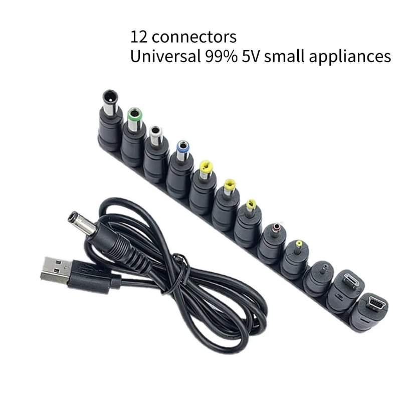 CPDD USB на DC5 5x2 1 мм 5 В шнур для зарядки универсальный кабель питания с 12 адаптерами
