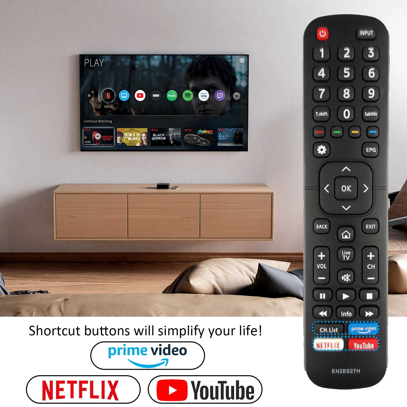 Пульт дистанционного управления EN2BS27H для Hisense Smart TV 43R6 50R6 55R6 65R6 70B7100UW 55B7100UW 43B7100UW