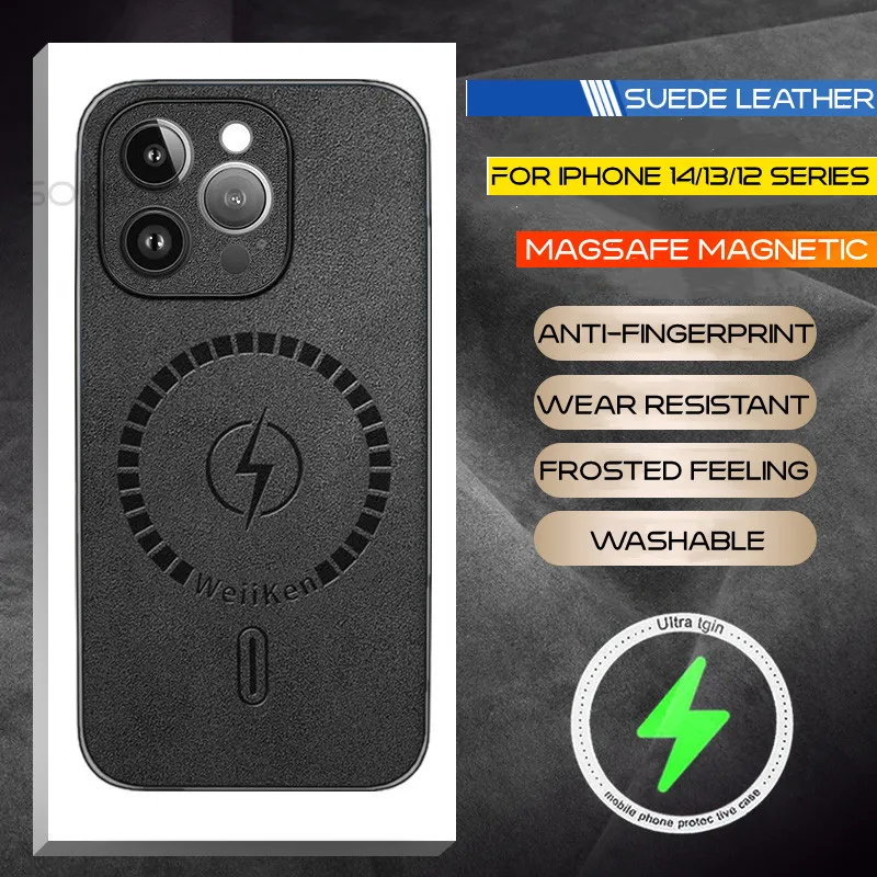 

Luxury Magsafing Magnetic Leather Cover for iphone 14 Pro 14 13 12 Pro Max Xs Max Xr 7 8 Plus X Wireless Charging Premium Fundas