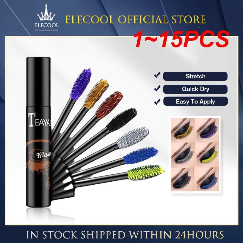 

1~15PCS Color Mascara Waterproof And Quick Dry Not Blooming Blue Purple Gold Black Curling Lengthen Long Eyelash Color Mascara