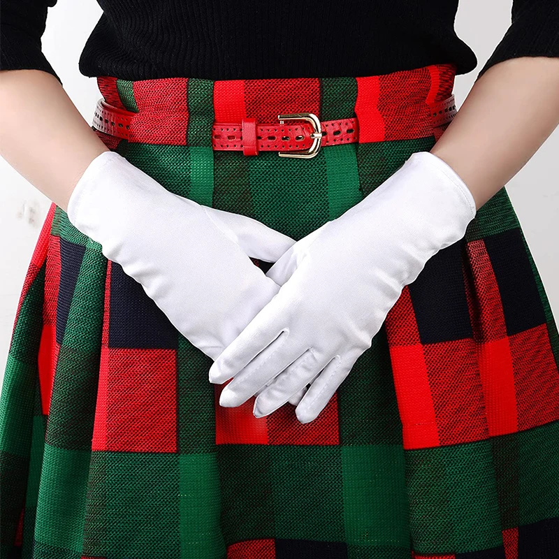 Милые атласные перчатки для девочек с цветами белые Очаровательные дня рождения