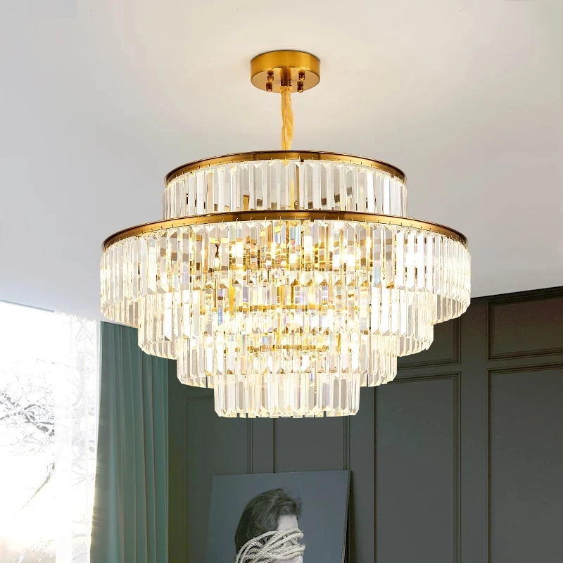 

Golden RoundLED Crystal Chandelier Lighting Modern Pendan Lamp for Living Dining Bedroom Celing Lamps Home Decor Hanging Light