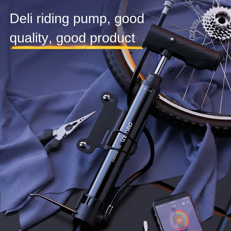 Deli Riding Tire Pump Bicycle Electric Car Electric Motorcycle Basketball Football Universal Household High Pressure Portable