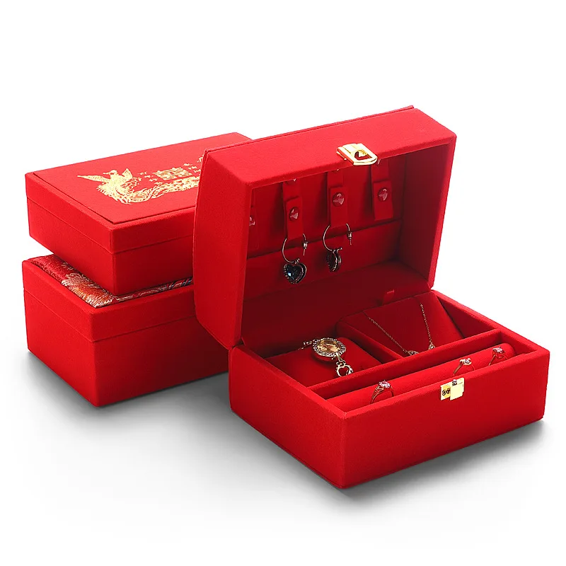 Hardware Dowry Jewelry Box Wedding Emblem Wedding Gift Box Ring Necklace Bracelet Jewelry Set Box