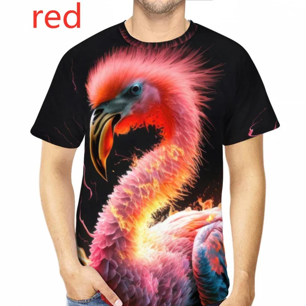 

2023 модная крутая рубашка с 3D-принтом птиц, всесезонные мужские футболки, топы, повседневные мужские футболки с круглым вырезом и короткими рукавами
