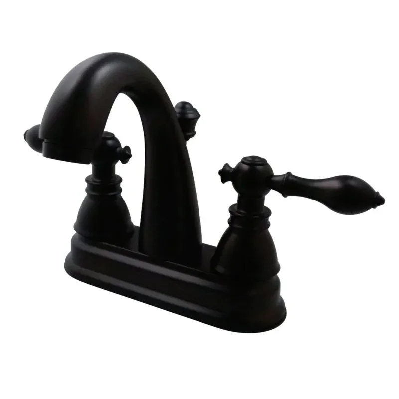 

-ORB American Classic 4" Centerset Oil Rubbed Bronze Aesthetic Bathroom Faucet with Plastic Pop-Up, FSY5615ACL-ORB