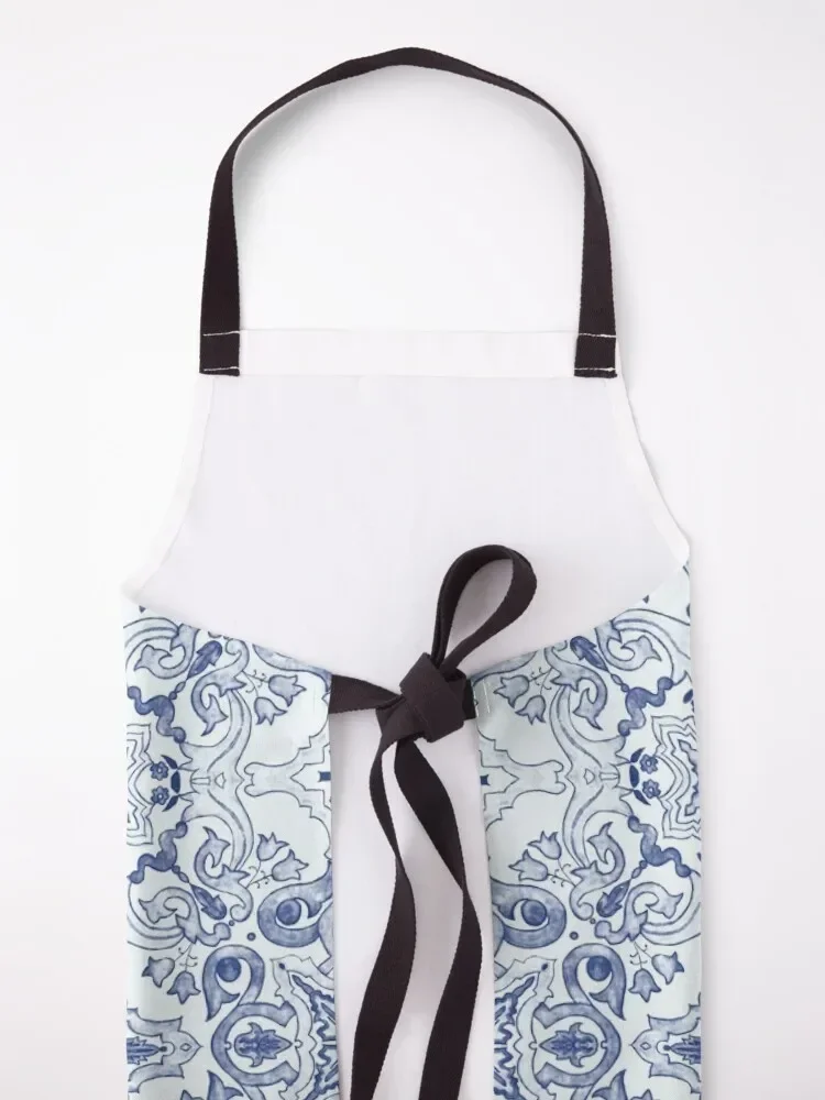 Итальянский дизайн акварельной мозаики - синий и белый фартук Кухонные товары