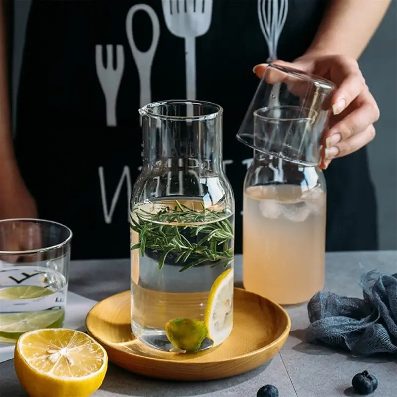 

Glass Cup Cold Drink Cup Set Water Cup Water Carafe With Tumber Juice Milk Pot Durable High Borosilicate Glass Drinkware