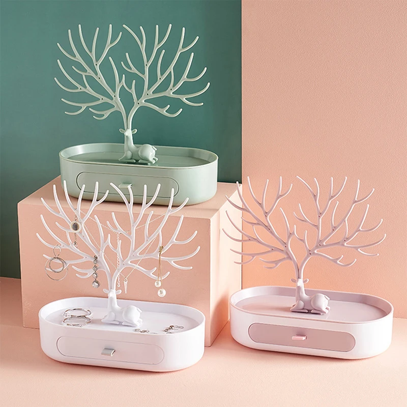 

Black White Pink Rose Red Deer Earrings Necklace Ring Pendant Bracelet Jewelry Cases&Display Stand Tray Tree Storage Jewelry