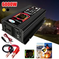 6000w car power inverter lcd display dc 12v to ac 110220v power converter with dual usb ports and ac outlets inverter