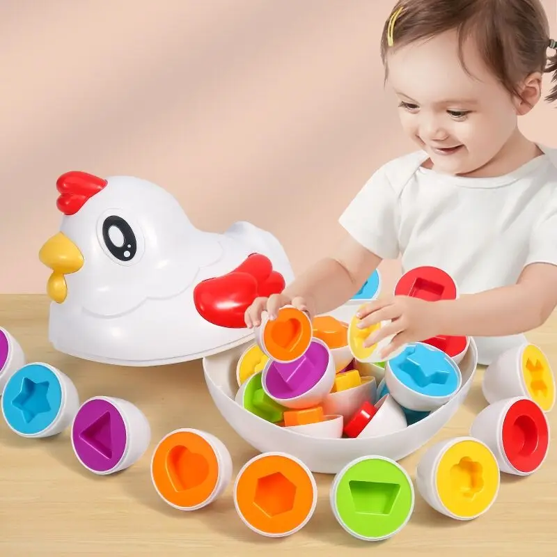 

Matching Eggs Chicken Toy Color & Shape Recognition Educational Toys Easter Eggs Sorter Puzzle For Children Kids Montessori Toys