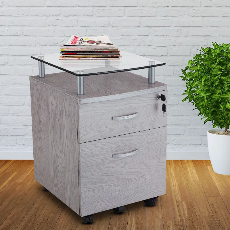 

Rolling File Cabinet with Glass Top, Grey file cabinet filing cabinet file cabinet
