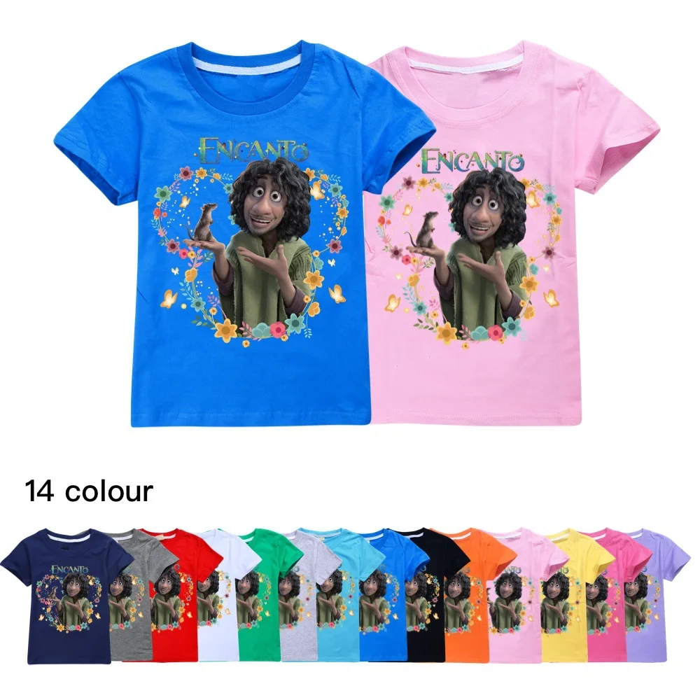 

2022 Encanto Girls Anime Print Cartoon Casual Summer Children Short-sleeved T-shirt Kids Clothes Boys T Shirt Soft Cotton