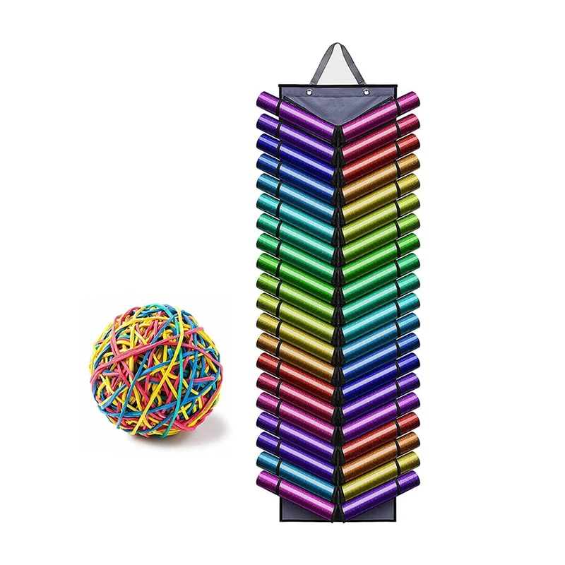 

Новый виниловый органайзер для хранения, с 40 рулонами, для хранения ткани Оксфорд, виниловый рулон, с 50 резиновыми лентами