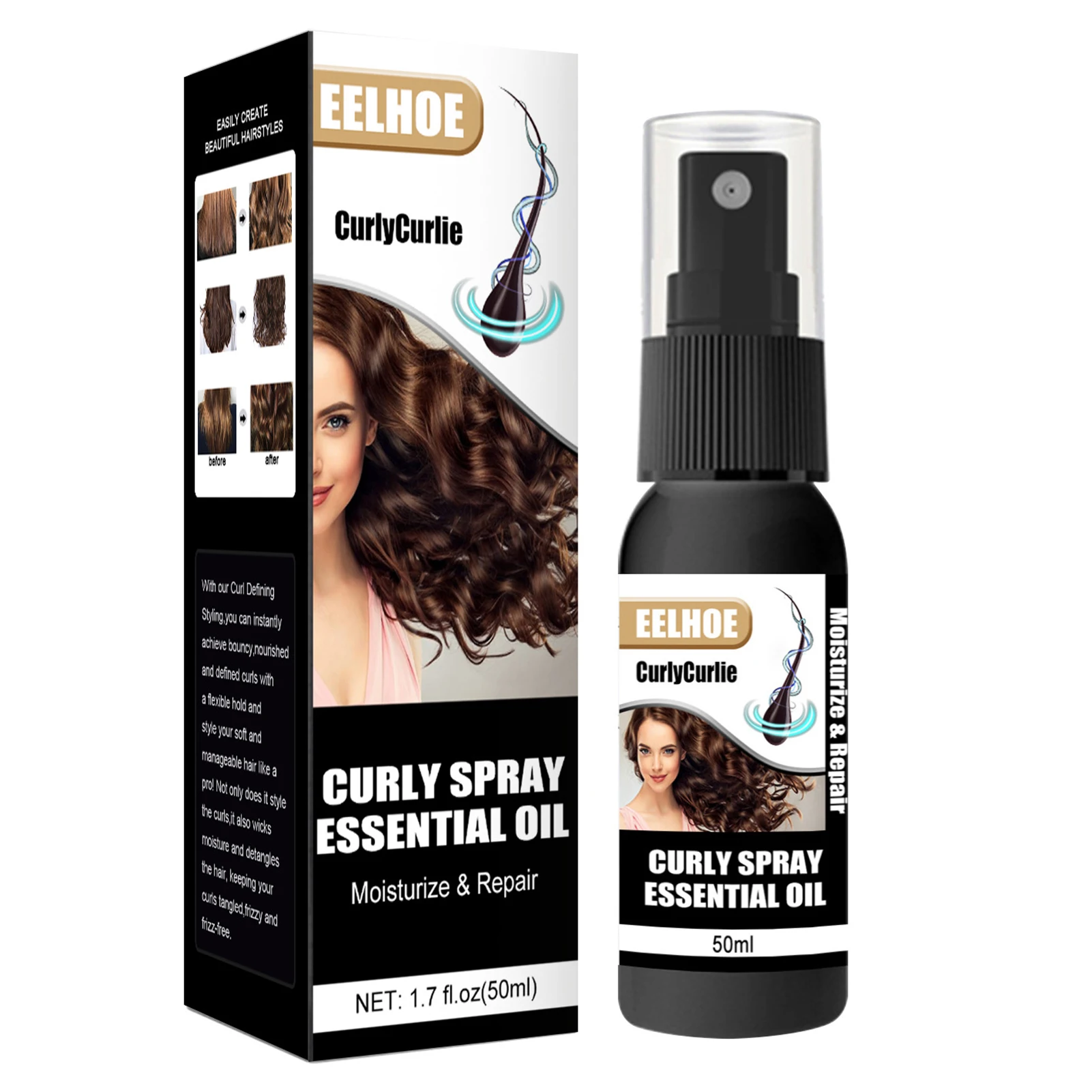 

50ml Curl Activator Spray Super Large Capacity Magic Hair Styling Gel Professional Hair Thickening Mist Gel Hair Spray