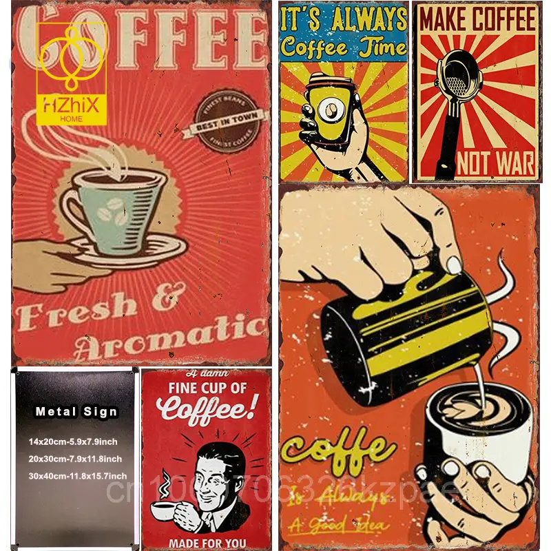 

Decor Coffee Licenses Metal Posters Vintage Menu Home Bar Cafe Tin Sign Plaque Decorative Plate Wall Sticker Pub Kitchen Tavern