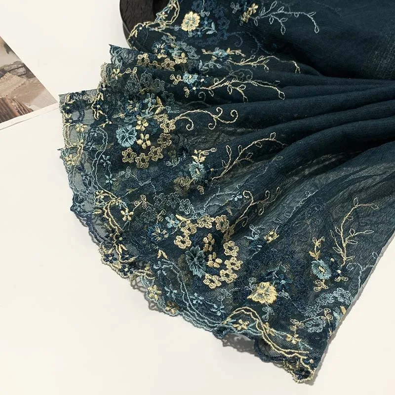 15 ярдов кружевная бейка с цветочной вышивкой темно-зеленая сетка аксессуары для