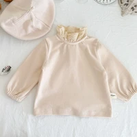 honeycherry autumn baby girl lace stand up collar sweater baby cotton long sleeved t shirt bottoming shirt