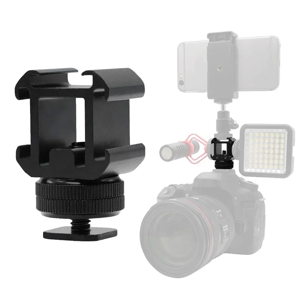 Тройной адаптер для крепления на горячий башмак два винтовых кронштейна вспышки