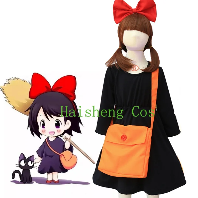 

Anime Kiki's Delivery Service Kiki Cosplay Costume Part Full Set Headwear Bag Dresses Suits Child Woman Christmas Prom Uniform
