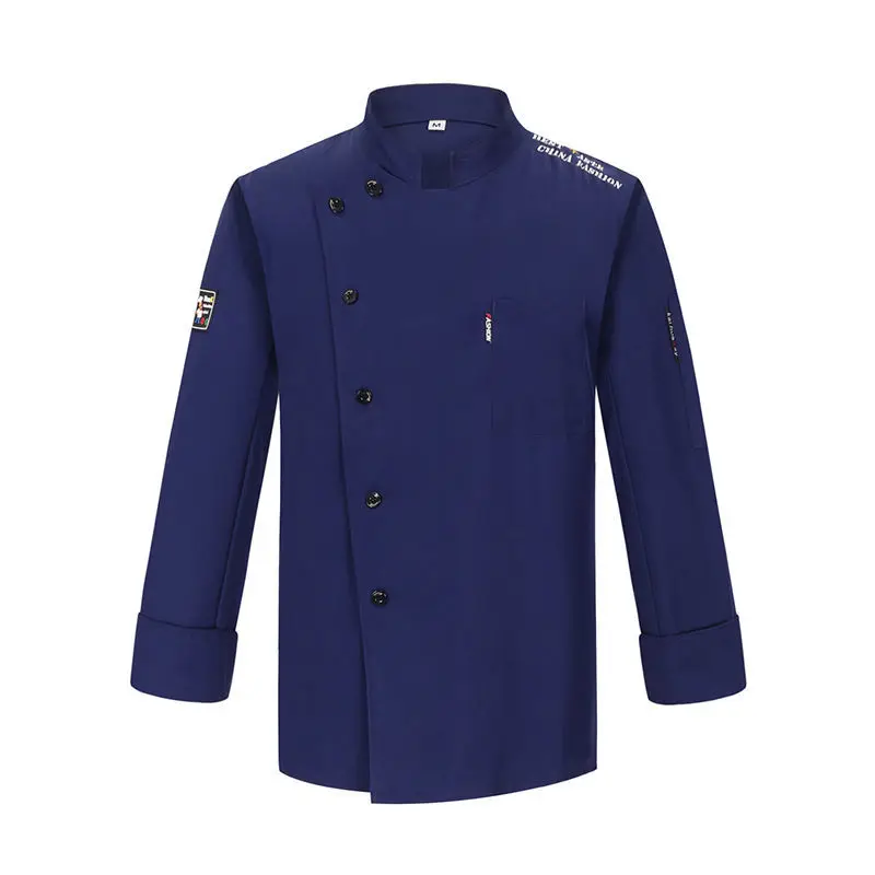 Men black Chef Jacket Chef Shirt Apron Logo Head Chef Uniform Restaurant Hotel Kitchen Short Chef Cooking Clothes Women Catering