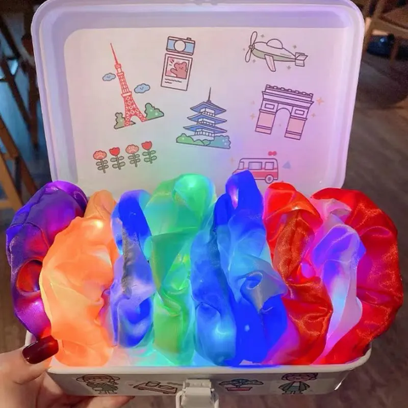 

LED Luminous Scrunchies Hairband Ponytail Holder Headwear Elastic Satin Hair Bands Girl Hair Accessories Christmas Gift