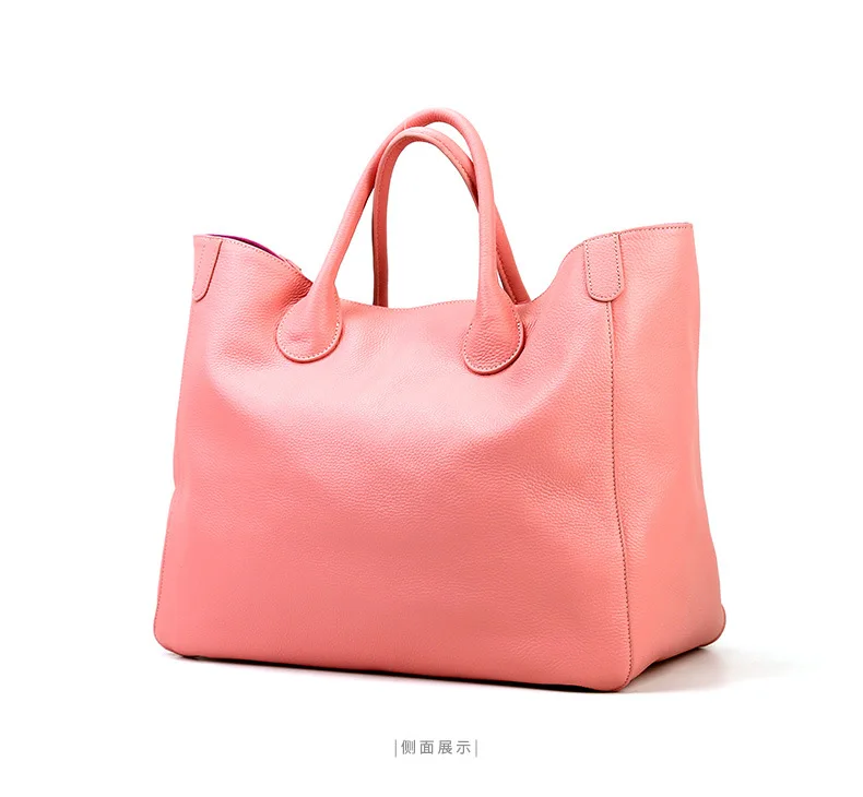 Flug KatzeWomen Giant Handbag Natrul Cowhide Casual Tote Fashion Ladies LargeTravelling bags Shopping  Big Purse Bucket