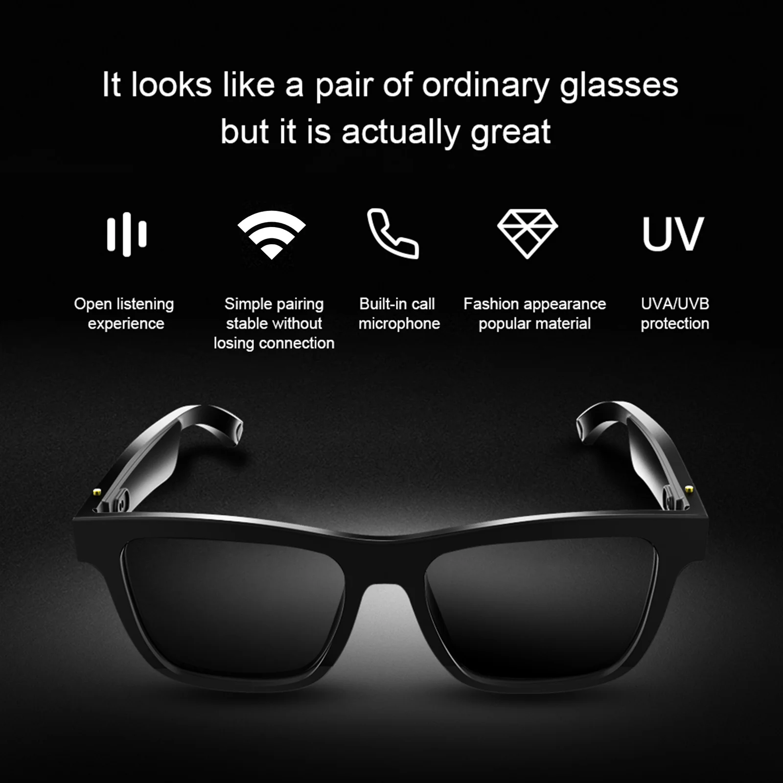 

E10 Smart Audio Sunglasses BT5.0 Wireless Music Headset UV Protective Glasses Audio Eyewear Hands-free With Mic For Men Driving