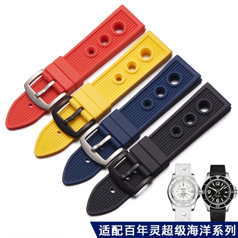 

Suitable for Breitling silicone rubber strap Avenger Challenger timing super Ocean series strap 22mm 24mm